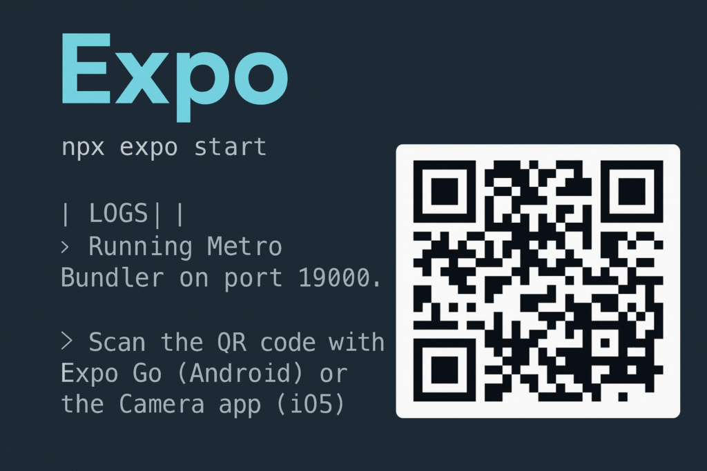 Exécution d’un projet React Native avec Expo (QR code)